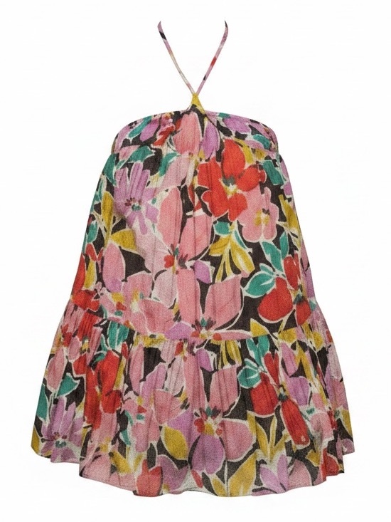 Corey Lynn Calter Dresses & Skirts - Corey Lynn Calter Floral Halter Dress XL Colorful Mini Vacation Dress Lined